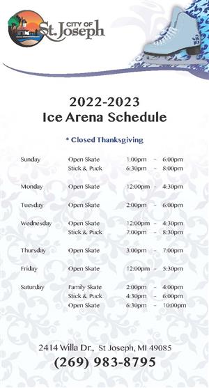 2022-2023 Ice Arena Schedule